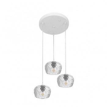 Distribuidor - Lâmpadas Diversas | Lâmpadas Modernas | PLAFON ESTELA 3XE27 BLANCO REGX36X36 CM C/TULIPAS CRISTAL TALLADO TRANSPARENTE Ref: 196883001